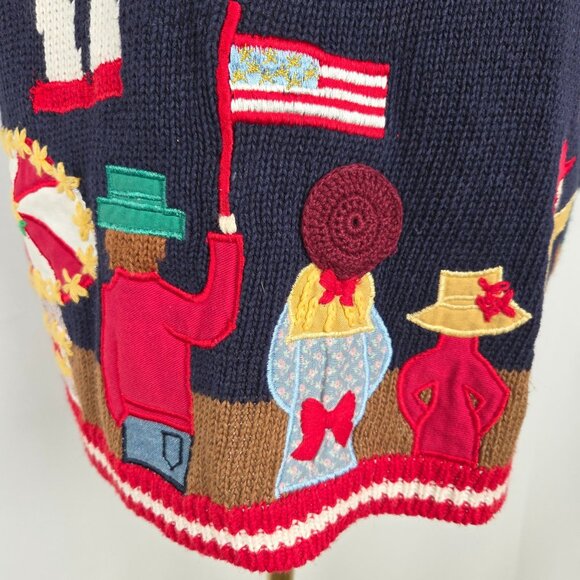 Vintage '96 Eagles Eye Collectibles Patriotic Parade Knit Vest Medium Navy Red - Picture 7 of 14